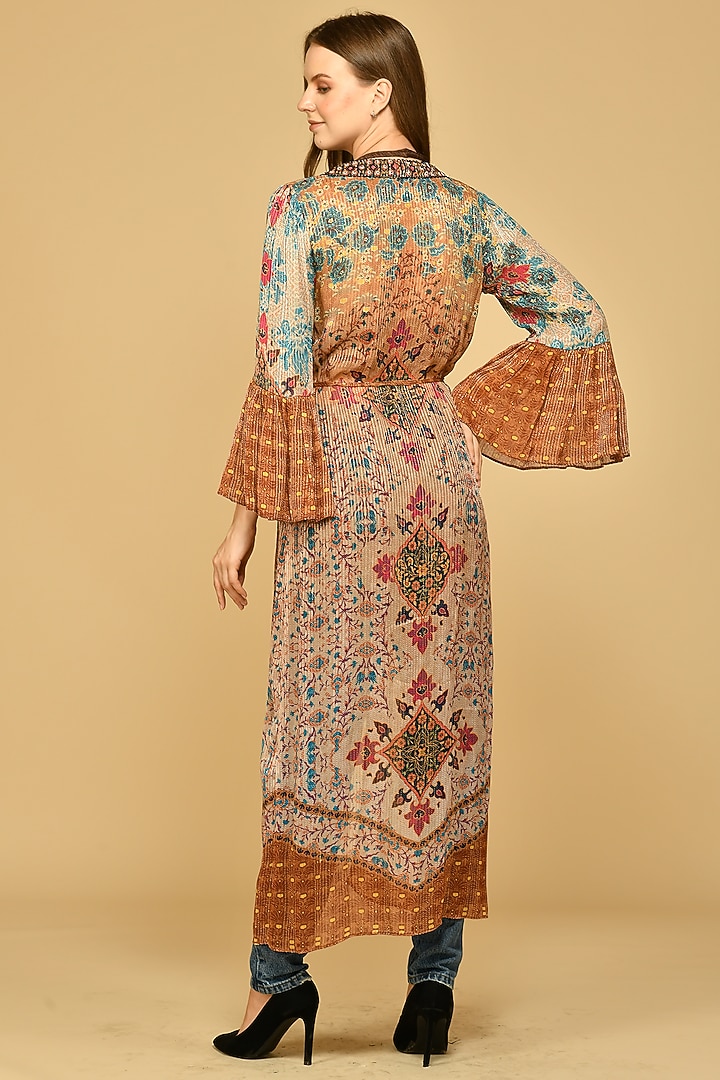 Mud Brown Printed Kimono by Bhanuni By Jyoti at Pernia's Pop Up Shop