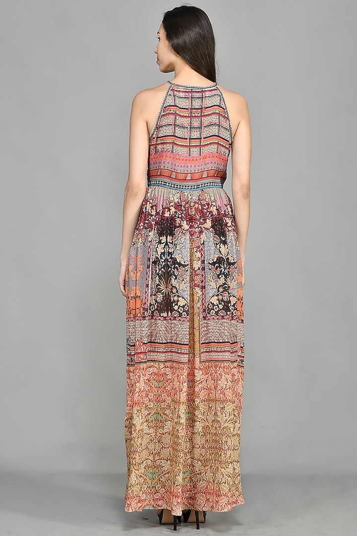 Multi-Colored Printed Halter Maxi Vacation Dress by Bhanuni By Jyoti at Pernia's Pop Up Shop
