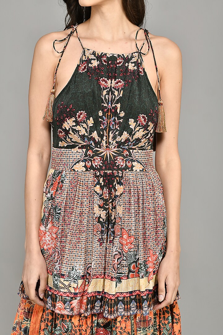 Multi-Colored Tiered Maxi Vacation Dress With Print by Bhanuni By Jyoti at Pernia's Pop Up Shop