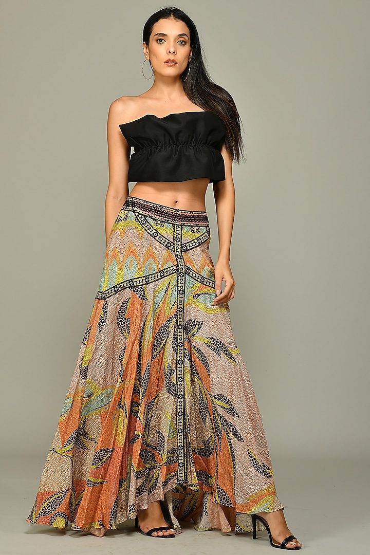 Multi-Colored Printed Maxi Skirt by Bhanuni By Jyoti