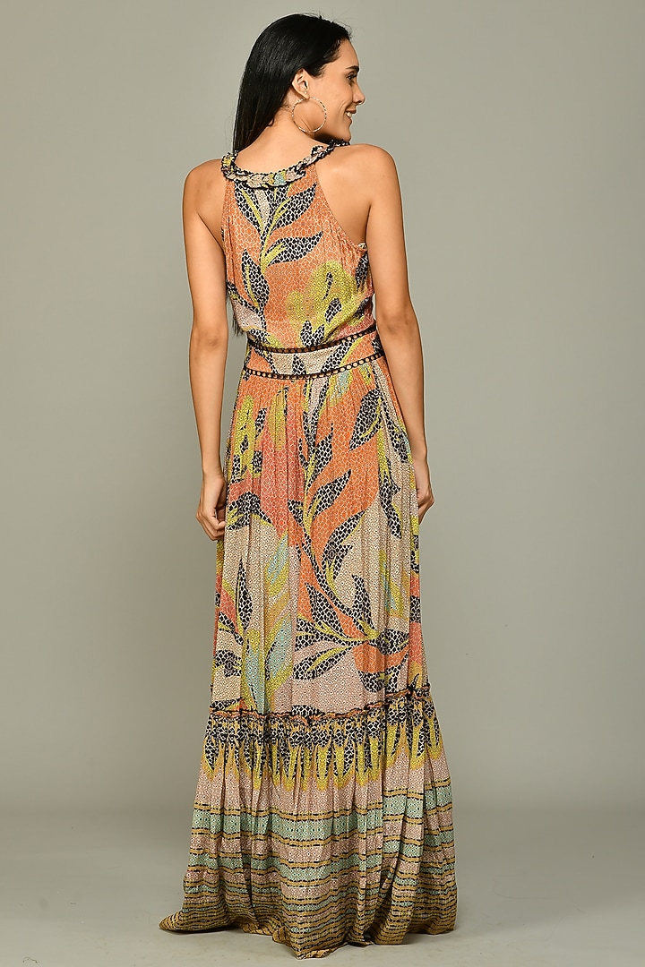 Multi-Colored Tiered Maxi Vacation Dress With Print by Bhanuni By Jyoti at Pernia's Pop Up Shop