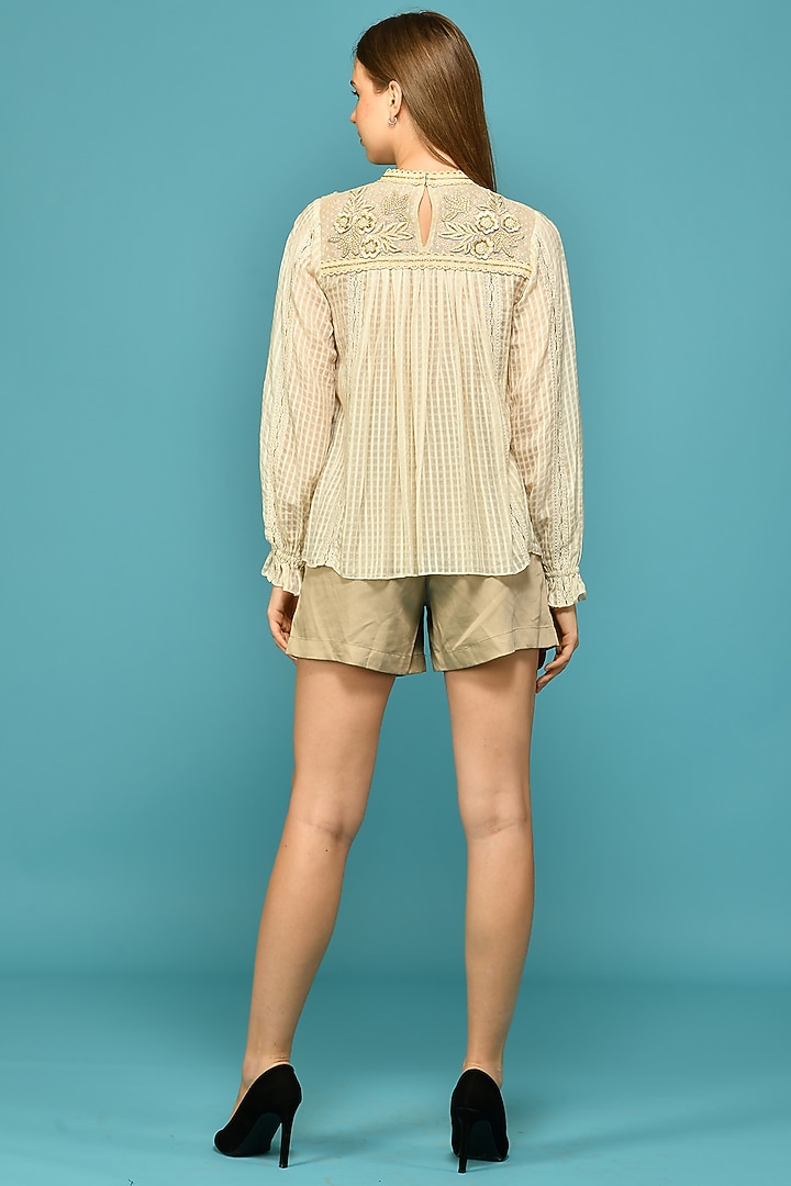 Pearl Embroidered Blouse by Bhanuni By Jyoti at Pernia's Pop Up Shop