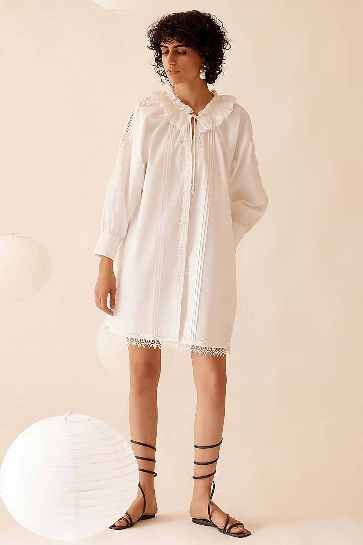 White Cotton Poplin A-Line Tunic by Bunka at Pernia's Pop Up Shop