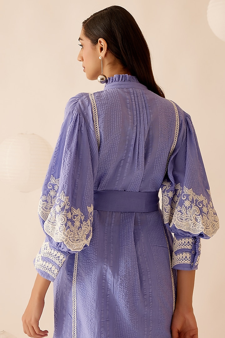 Lilac Cotton Floral Lace Embroidered Tunic by Bunka at Pernia's Pop Up Shop