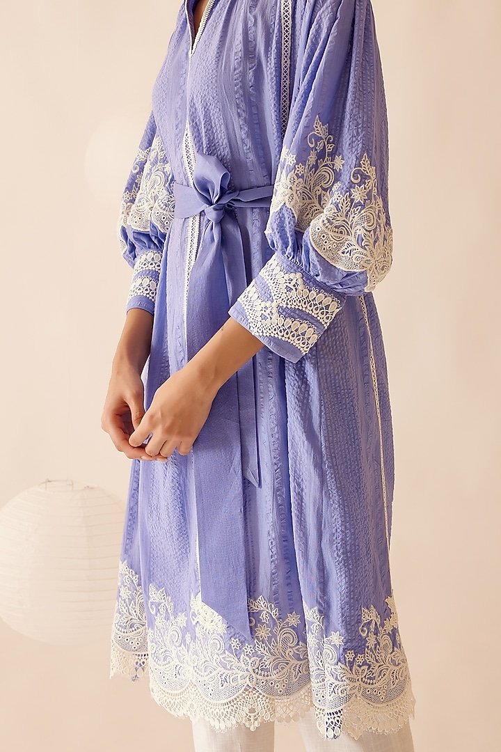 Lilac Cotton Floral Lace Embroidered Tunic by Bunka at Pernia's Pop Up Shop