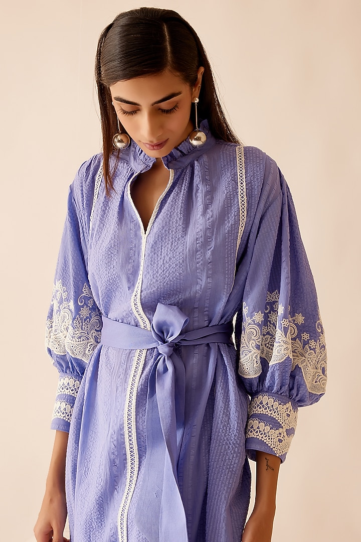 Lilac Cotton Floral Lace Embroidered Tunic by Bunka at Pernia's Pop Up Shop