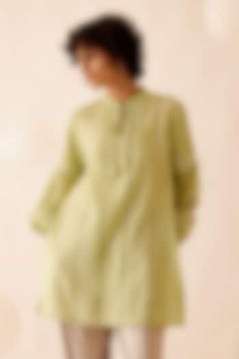 Green Cotton Voile Floral Embroidered Tunic by Bunka at Pernia's Pop Up Shop