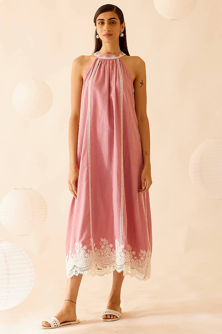 Pink Cotton Maxi Dress by Bunka