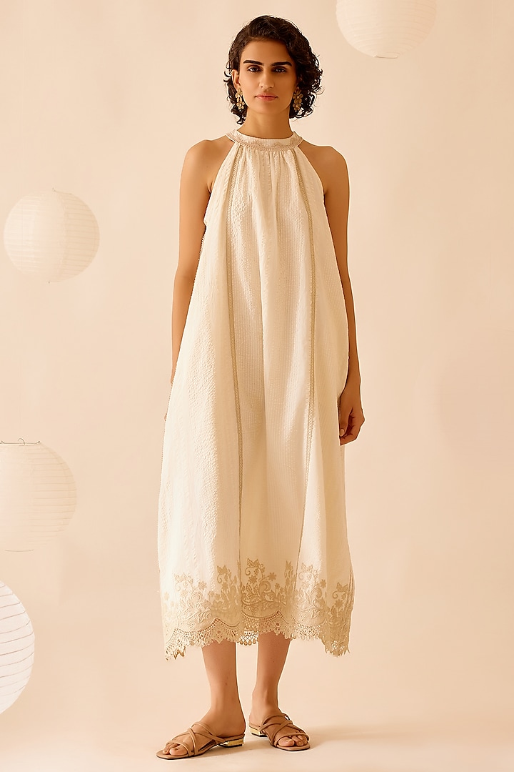 Ivory Cotton Maxi Dress by Bunka