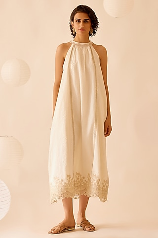 Ivory Cotton Maxi Dress by Bunka