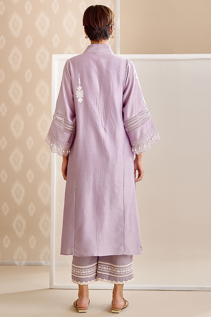 Purple Chanderi Choga Kurta Set by Bunka at Pernia's Pop Up Shop