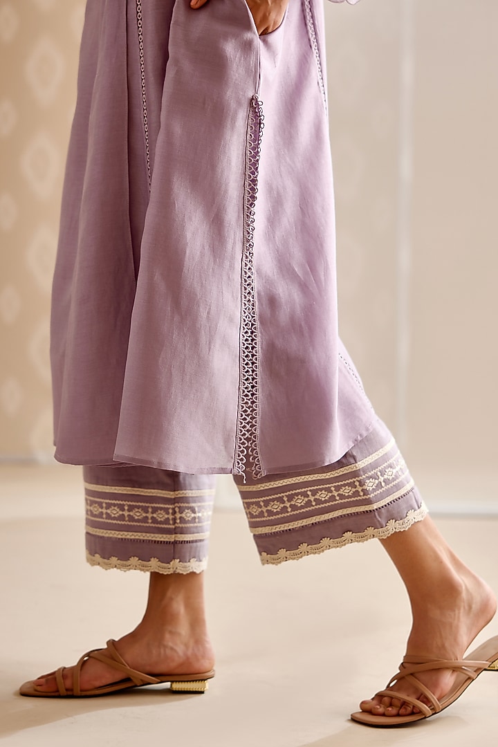 Purple Chanderi Choga Kurta Set by Bunka at Pernia's Pop Up Shop