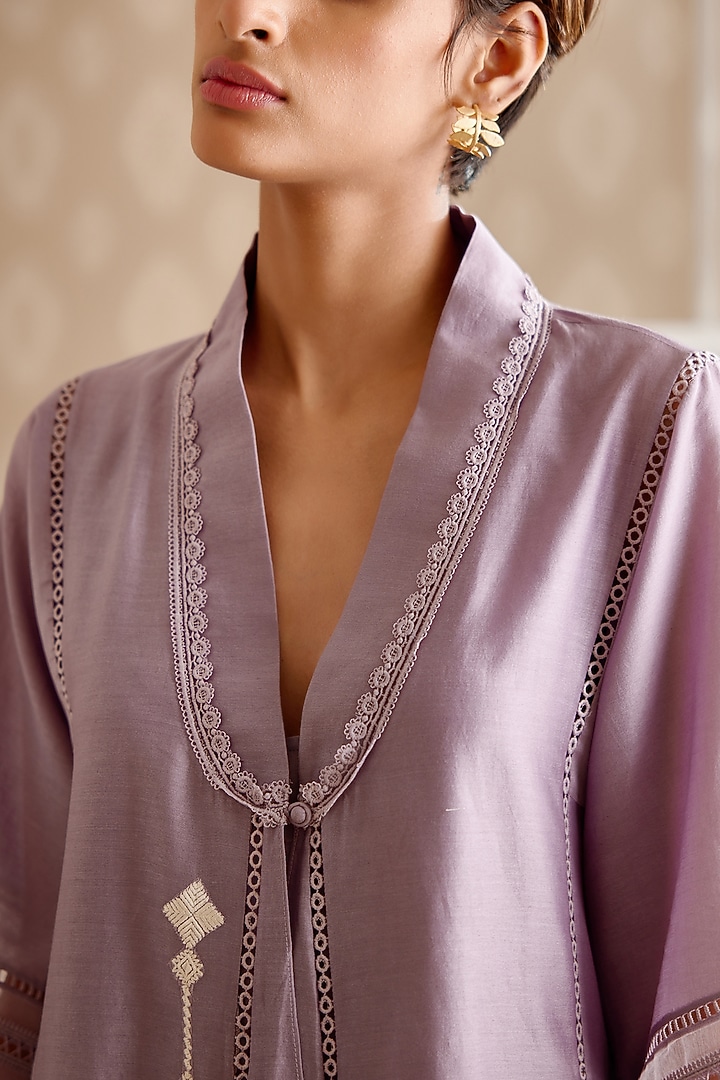 Purple Chanderi Choga Kurta Set by Bunka at Pernia's Pop Up Shop