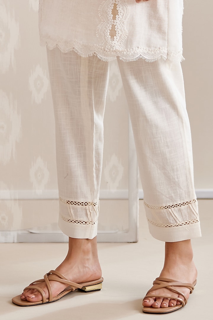 Ivory Cotton Embroidered Tunic Set by Bunka at Pernia's Pop Up Shop