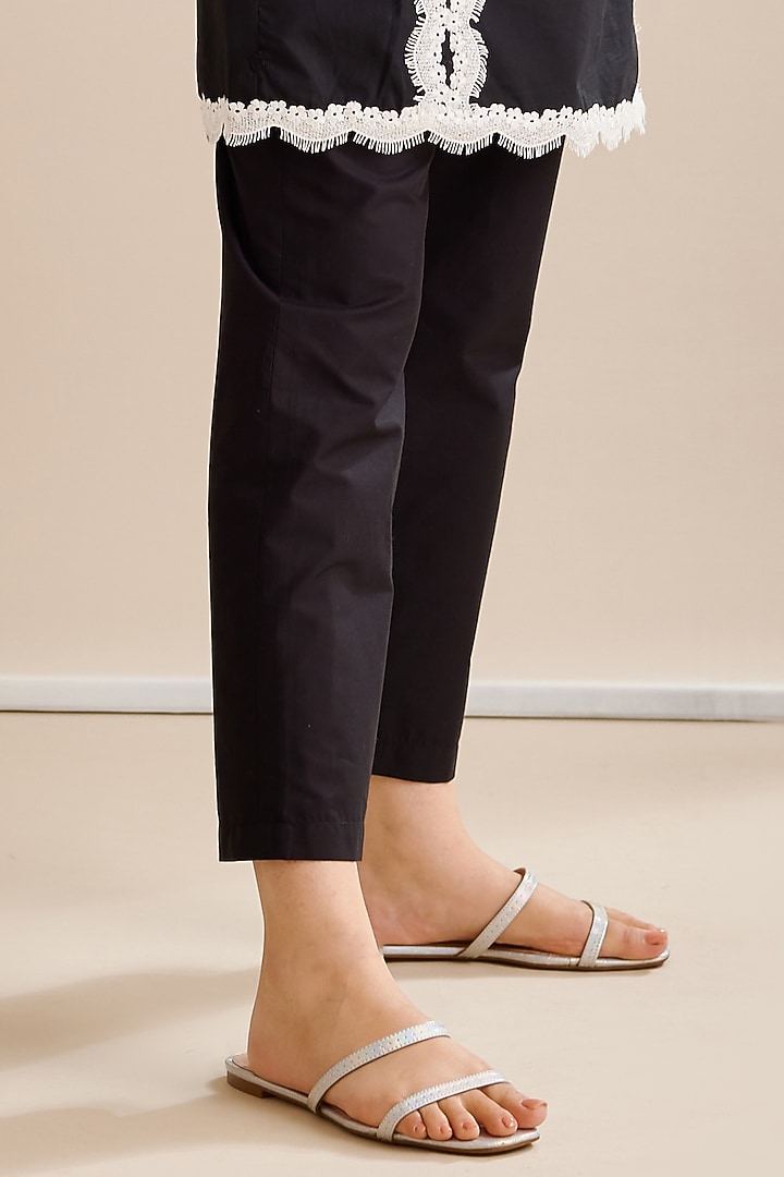 Black Cotton Embroidered Tunic Set by Bunka at Pernia's Pop Up Shop