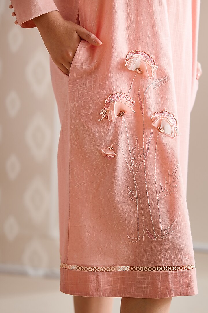 Peach Cotton A-Line Summer Dress by Bunka at Pernia's Pop Up Shop