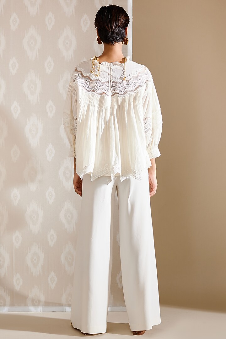 Ivory Cotton Voile Top by Bunka at Pernia's Pop Up Shop