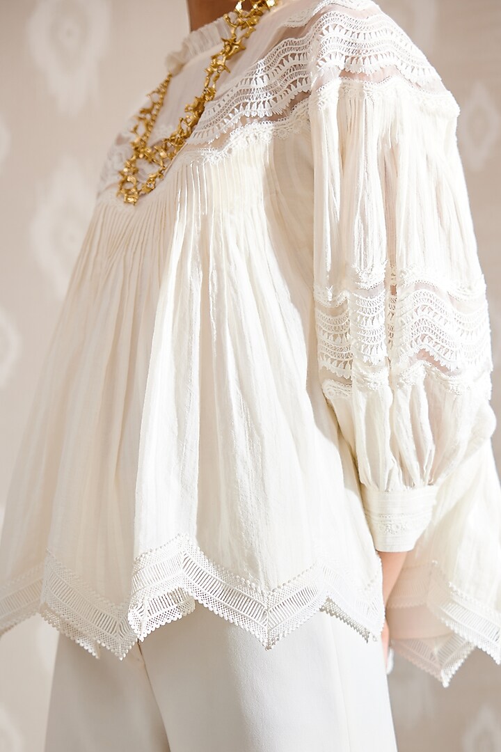 Ivory Cotton Voile Top by Bunka at Pernia's Pop Up Shop