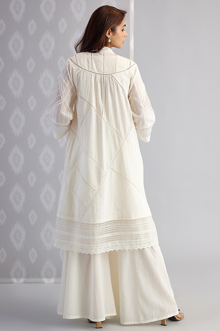 Ivory Cotton Voile Jacket Set by Bunka at Pernia's Pop Up Shop