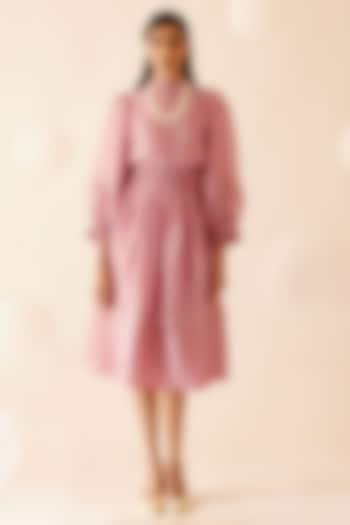 Pink Silk Linen Midi Dress by Bunka at Pernia's Pop Up Shop