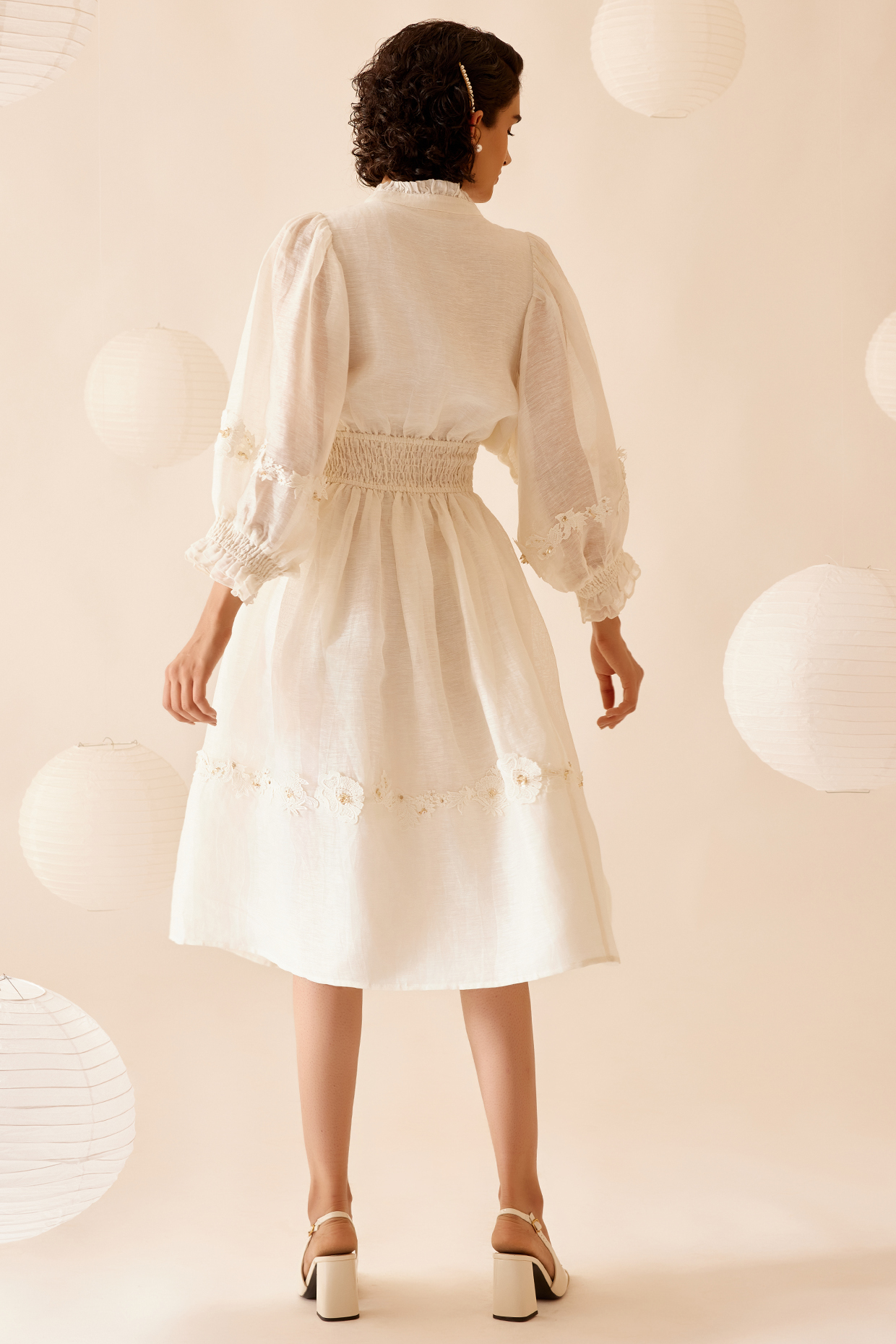 High Waist Floral Linen Skirt 4111