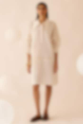 Ivory Cotton Slub Shirt Dress by Bunka at Pernia's Pop Up Shop