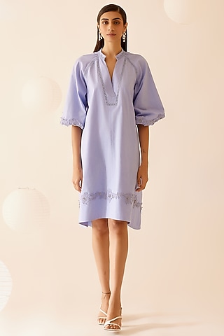 Lilac Cotton Slub High-Low Tunic by Bunka