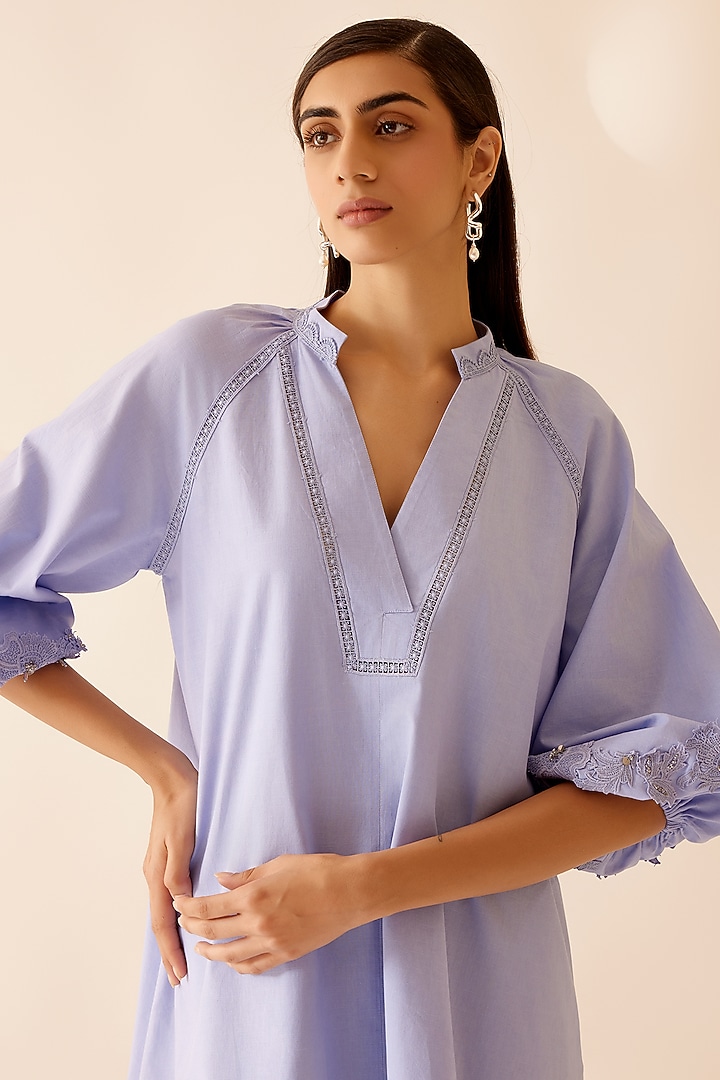 Lilac Cotton Slub High-Low Tunic by Bunka at Pernia's Pop Up Shop