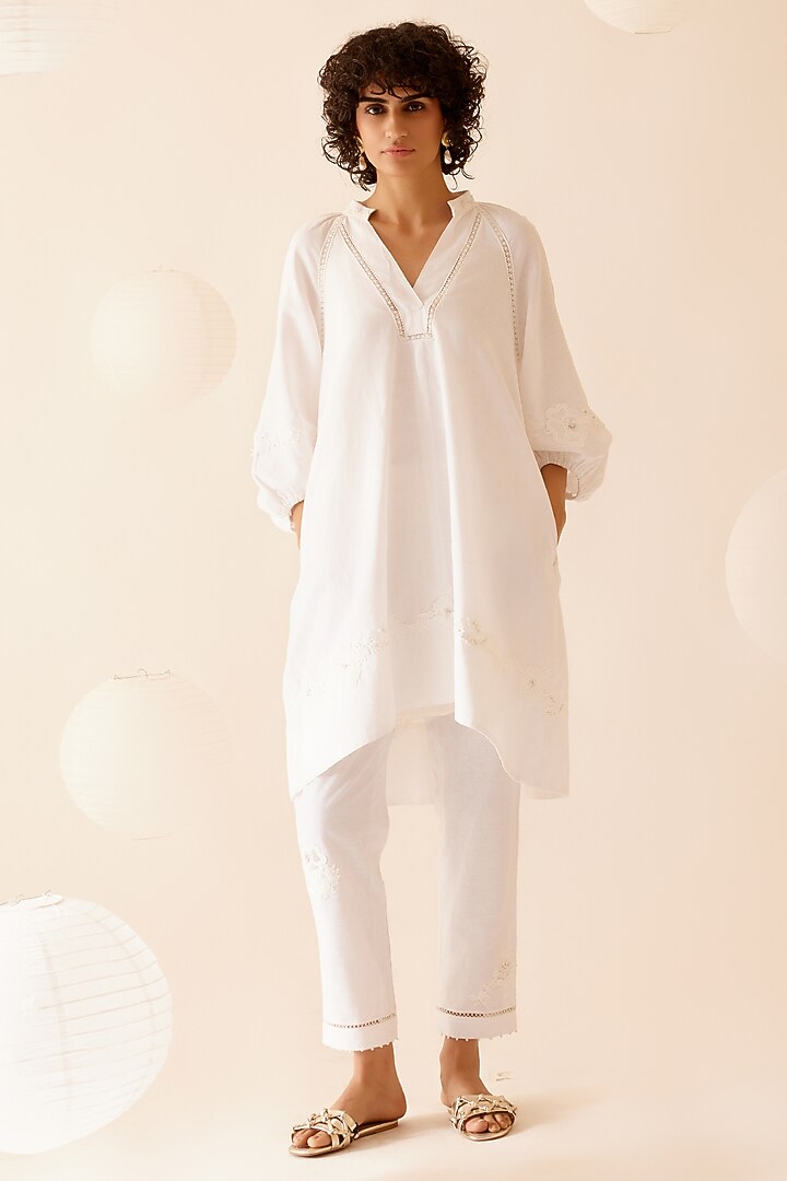 Ivory Cotton Slub Tunic by Bunka at Pernia's Pop Up Shop