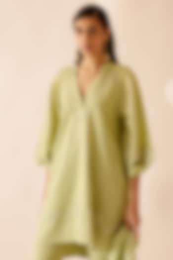 Green Cotton Slub Tunic by Bunka at Pernia's Pop Up Shop