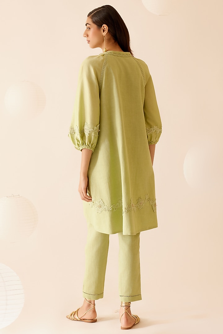Green Cotton Slub Tunic by Bunka at Pernia's Pop Up Shop