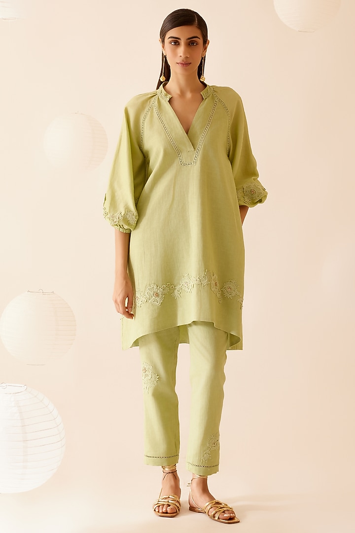 Green Cotton Slub Tunic by Bunka at Pernia's Pop Up Shop
