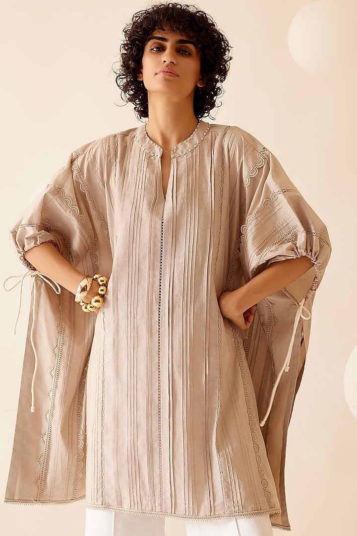 Beige Cotton Kaftan by Bunka at Pernia's Pop Up Shop