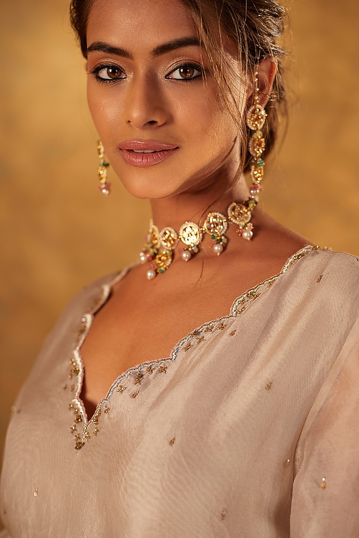 Yellow Tissue Zardosi Embroidered Gharara Set by Bunka at Pernia's Pop Up Shop