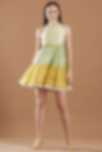 Multi-Colored Printed Mini Dress by Bunka