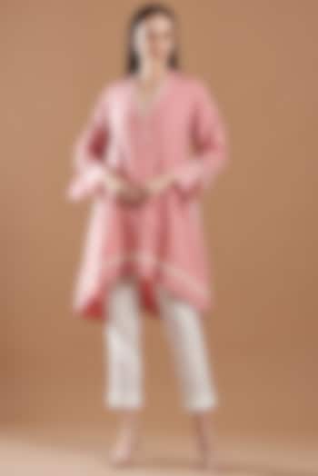 Pink A-Line Embroidered Kurta Set by Bunka at Pernia's Pop Up Shop