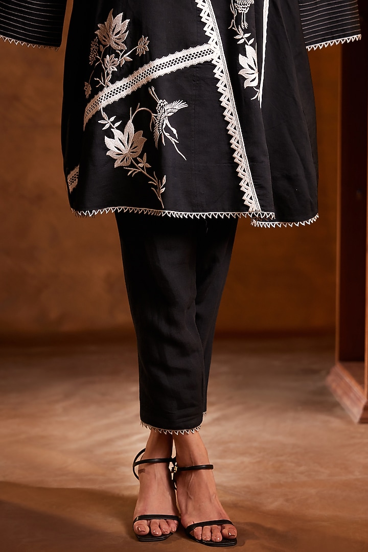 Black Chanderi A-Line Tunic by Bunka at Pernia's Pop Up Shop