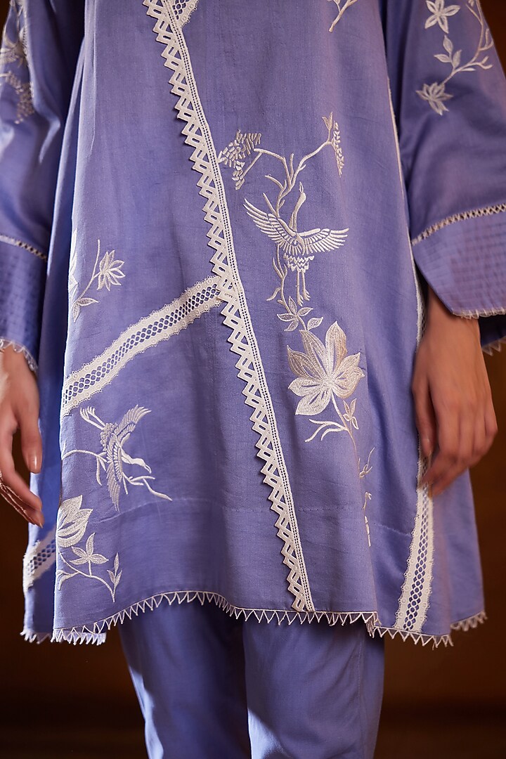 Lilac Chanderi A-Line Tunic by Bunka at Pernia's Pop Up Shop