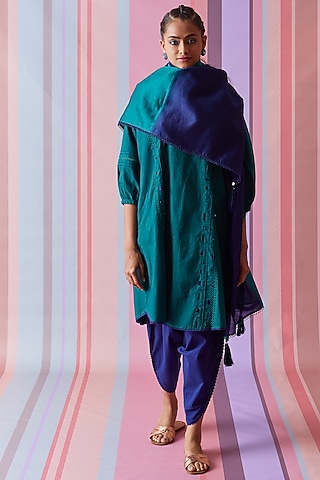 Green Cotton Slub Tunic Set by Bunka
