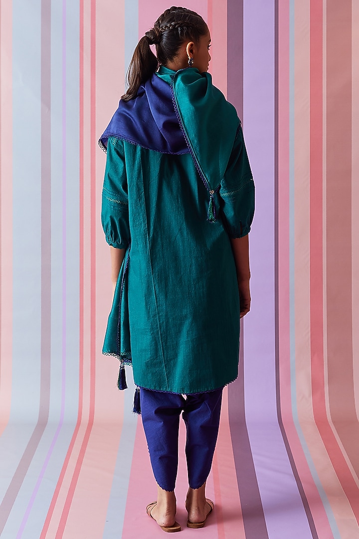 Green Cotton Slub Tunic Set by Bunka at Pernia's Pop Up Shop