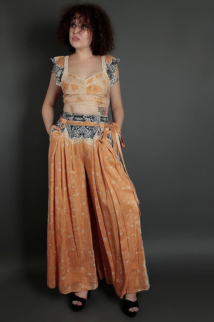 Multi Colored Embroidered Blouse With Pants by Bhanuni by Jyoti