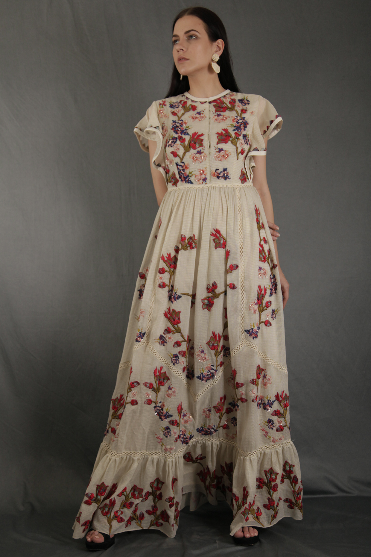 embroidered floral maxi dress