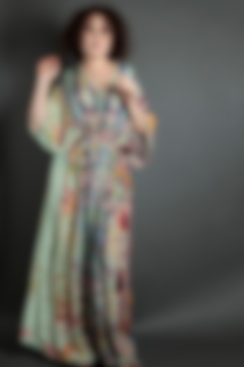 Multi Colored Embroidered Floral Kaftan by Bhanuni by Jyoti