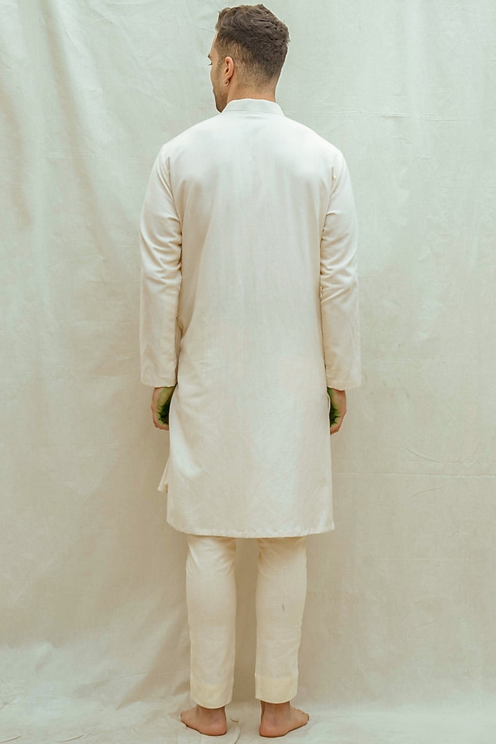 Off White Cotton Linen Kurta With Pants by Bohame Men at Pernia's Pop Up Shop