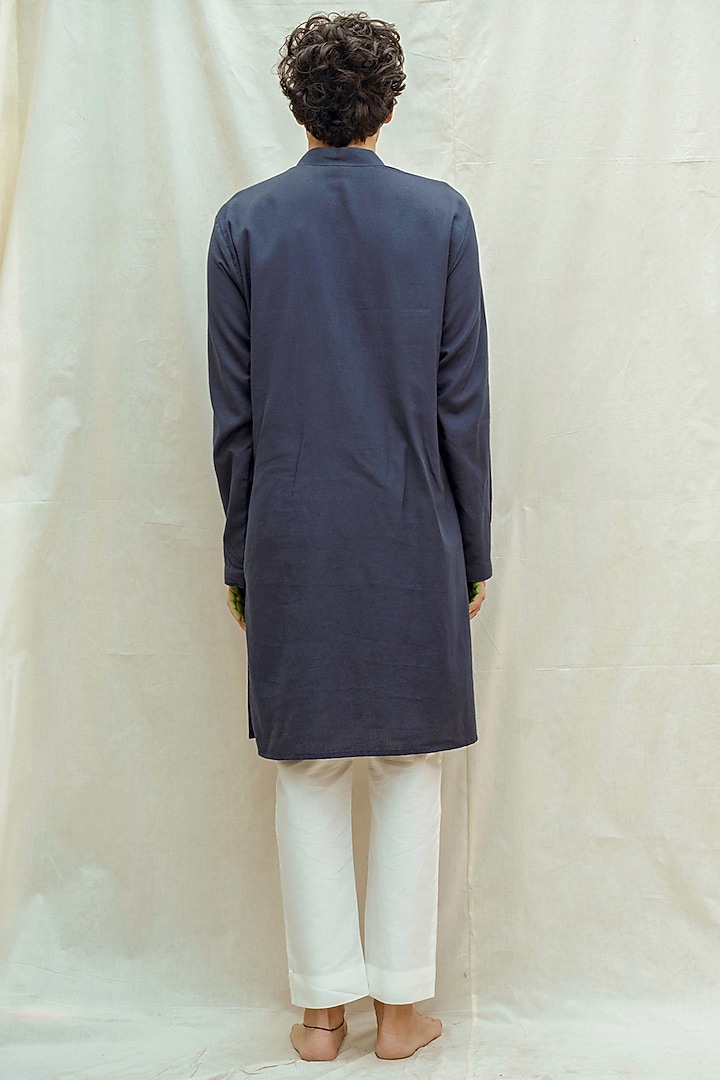 Blue Kurta With White Pants by Bohame Men at Pernia's Pop Up Shop