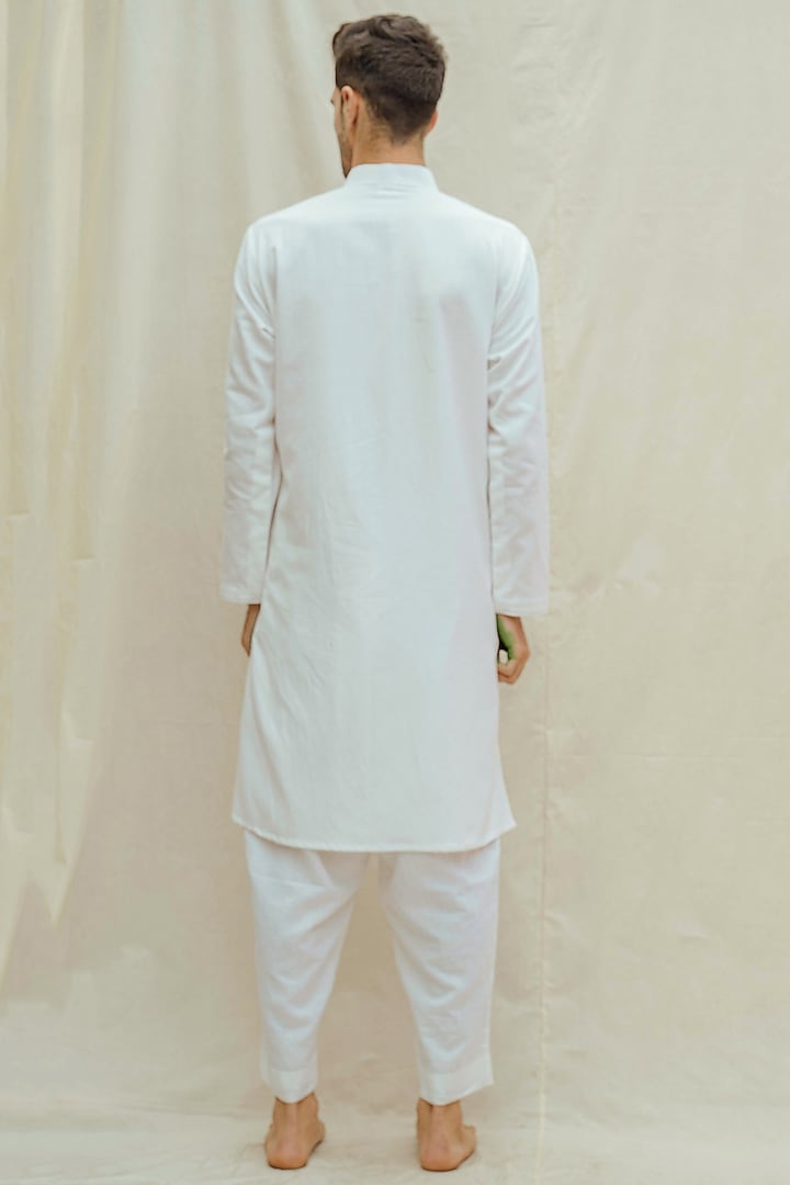 White Cotton Linen Kurta With Pants by Bohame Men at Pernia's Pop Up Shop