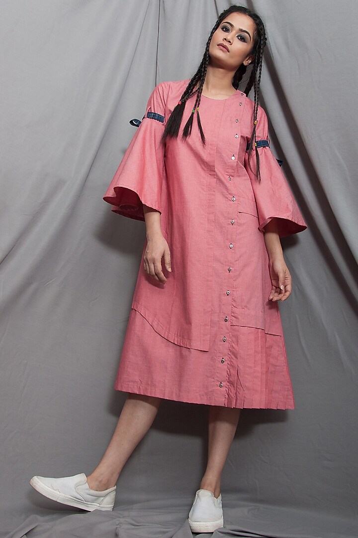 Baby Pink Paneled Dress Design by Bohame at Pernia's Pop Up Shop 2023
