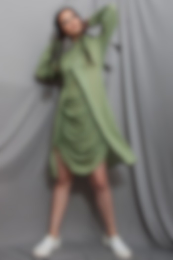 Green Cotton Cowl Dress by Bohame