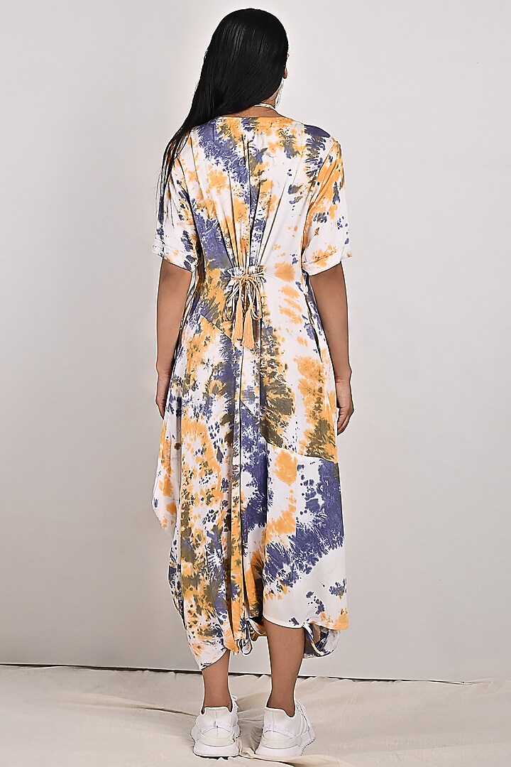 White Tie-Dyed Jumpsuit With Neckpiece by Bohame at Pernia's Pop Up Shop