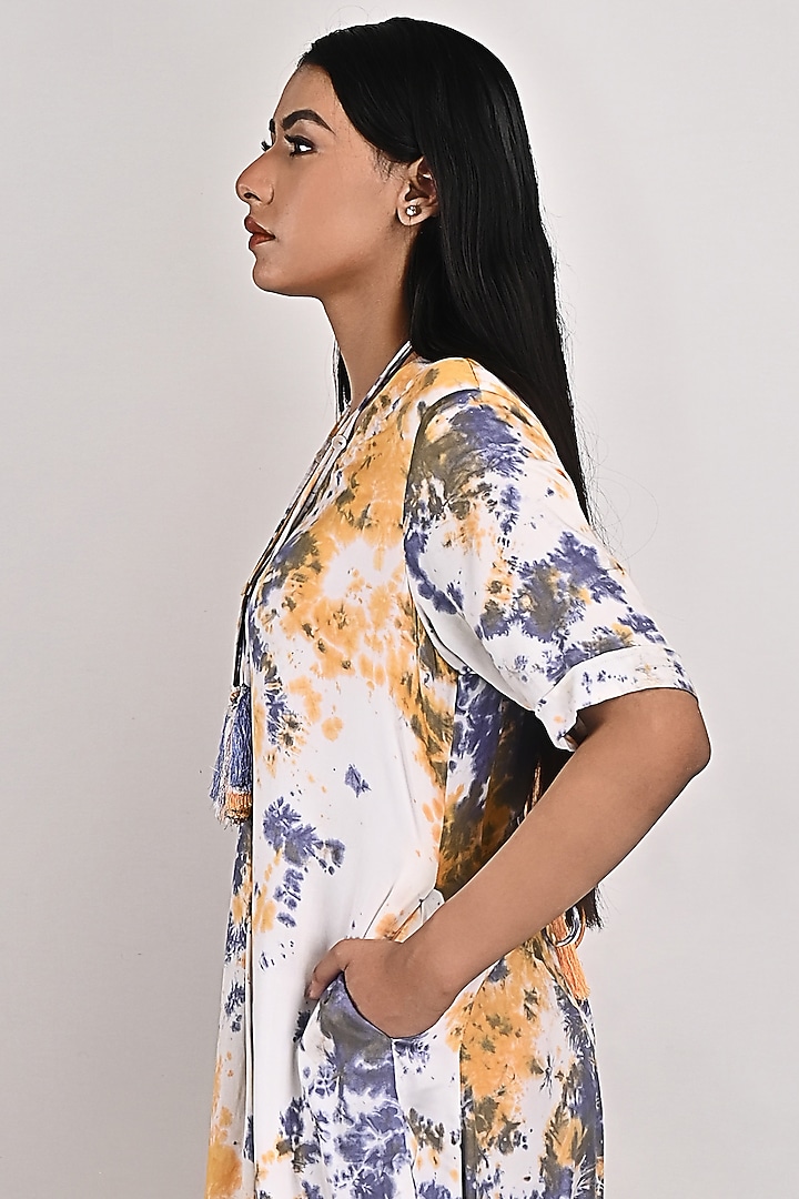 White Tie-Dyed Jumpsuit With Neckpiece by Bohame at Pernia's Pop Up Shop